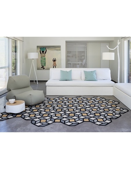 Parquet Rug Rhomb Yellow 195x314 by Gan Rugs