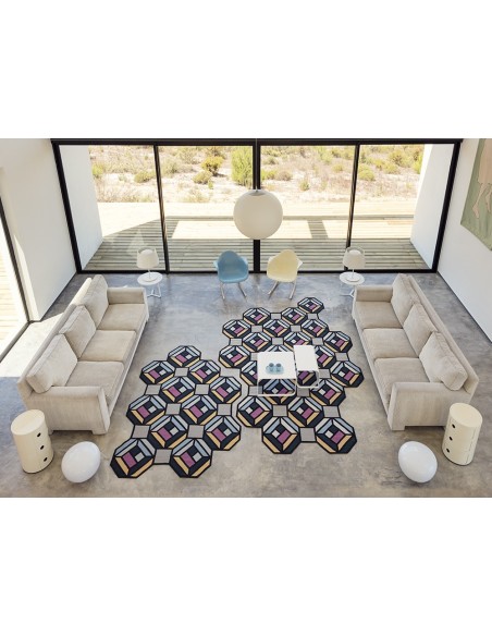 Parquet Tappeto Tetragon Blue 213x312 by Gan Rugs