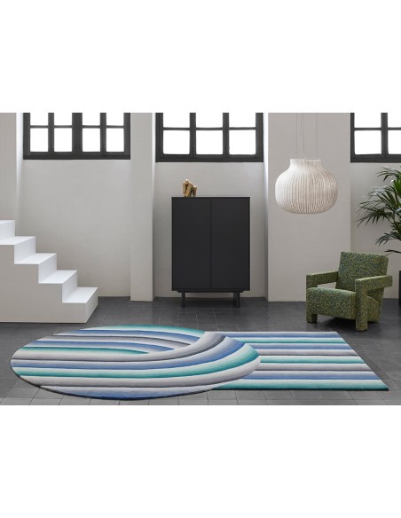 Round Mirage Rug Blue 210x300 by Gan Rugs